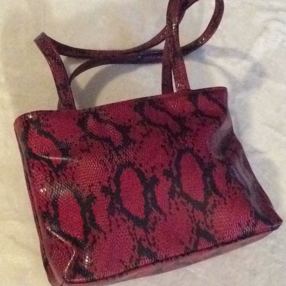 Steve Madden Red Faux SnakeSkin Double Strap Purse